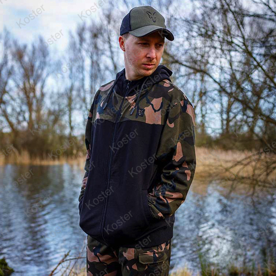 LW Black / Camo Split Zip Hoody - Maat: Medium - Afbeelding 4