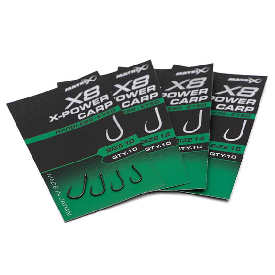 X8 X-Power Carp Barbless - Eyed - Haakmaat: 10 - Afbeelding 3